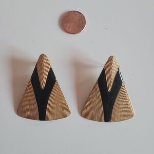 Elegant Vintage Gold and Black Earrings